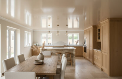 Бежевые натяжные потолки рисунок 2