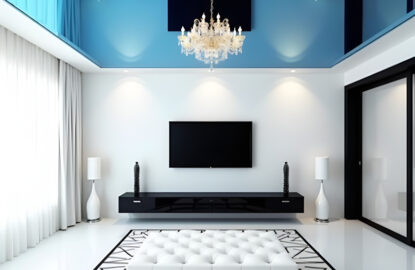 Голубые натяжные потолки рисунок 1