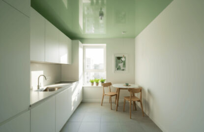 Зеленые натяжные потолки рисунок 3