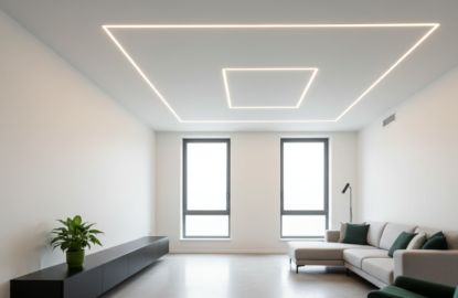 Натяжные потолки со световыми линиями рисунок 1397