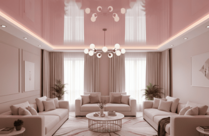 Розовые натяжные потолки рисунок 2