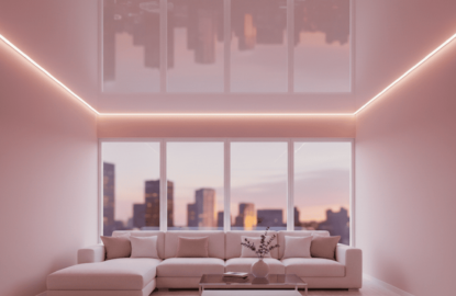 Розовые натяжные потолки рисунок 3