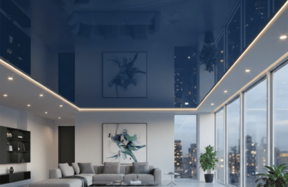 Синие натяжные потолки рисунок 2