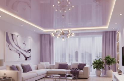 Сиреневые натяжные потолки рисунок 1