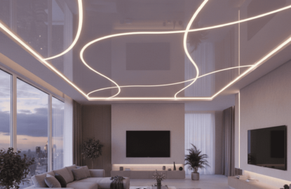 Сиреневые натяжные потолки рисунок 3