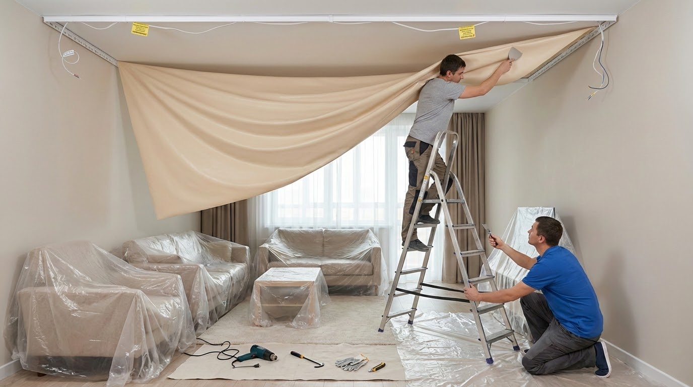 Как снять натяжной потолок своими руками и поставить обратно рисунок 4635