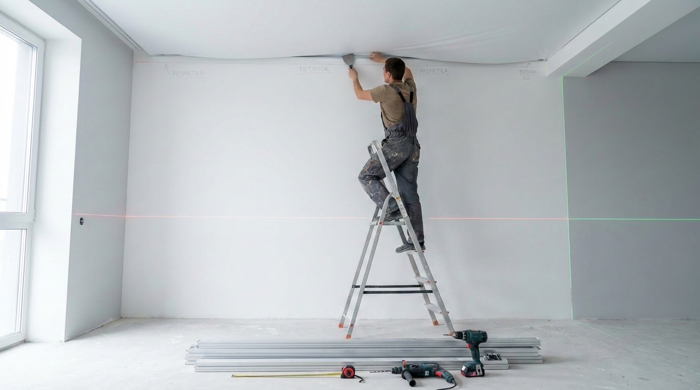 Как установить натяжной потолок без нагрева рисунок 4653